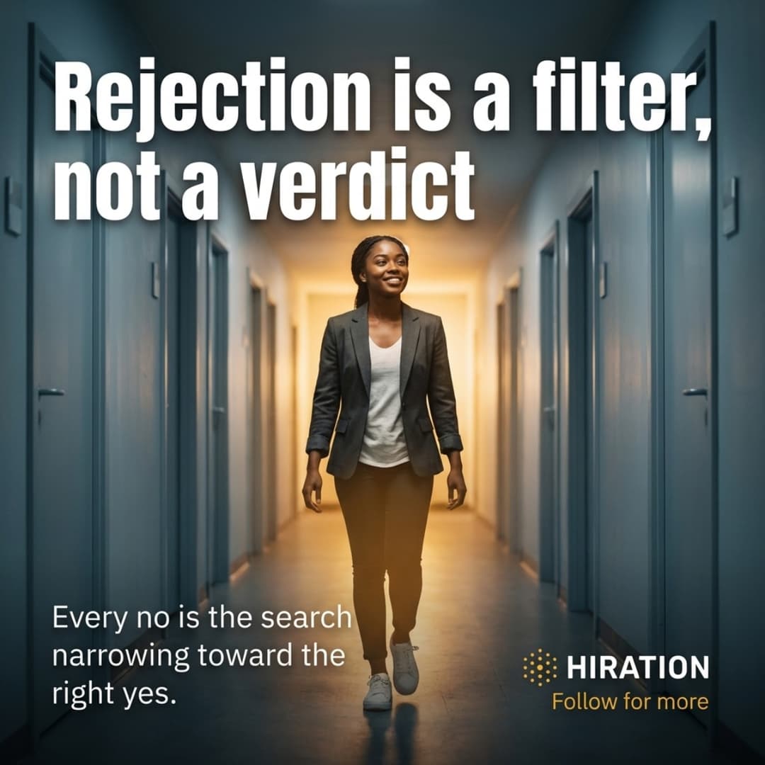 AI-generated statement post about reframing rejection on Instagram