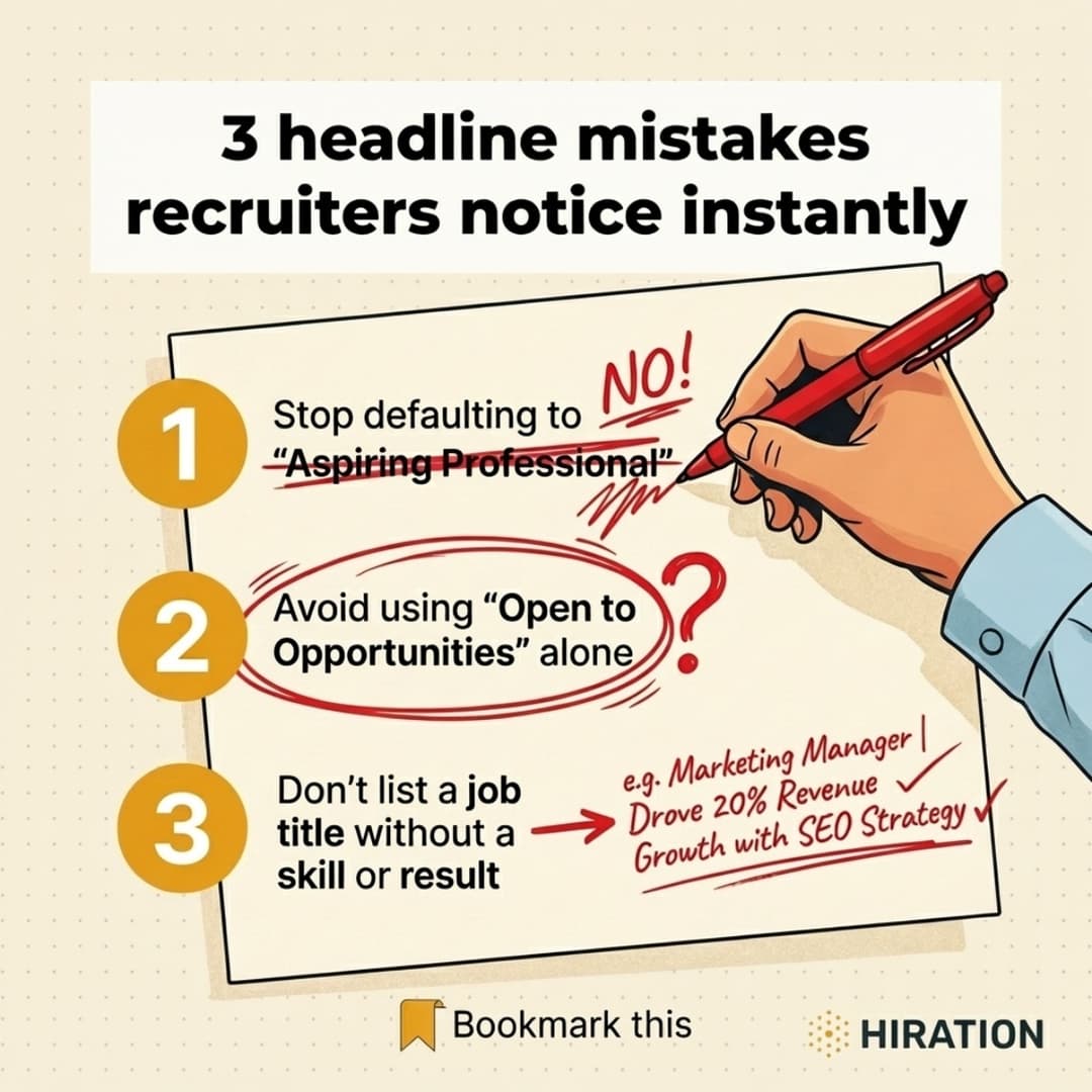 AI-generated tip post about headline mistakes recruiters notice